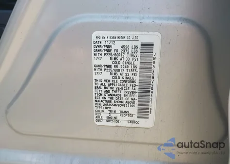 2013 Nissan Rogue Sv from USA, damaged, VIN JN8AS5MV9DW621195